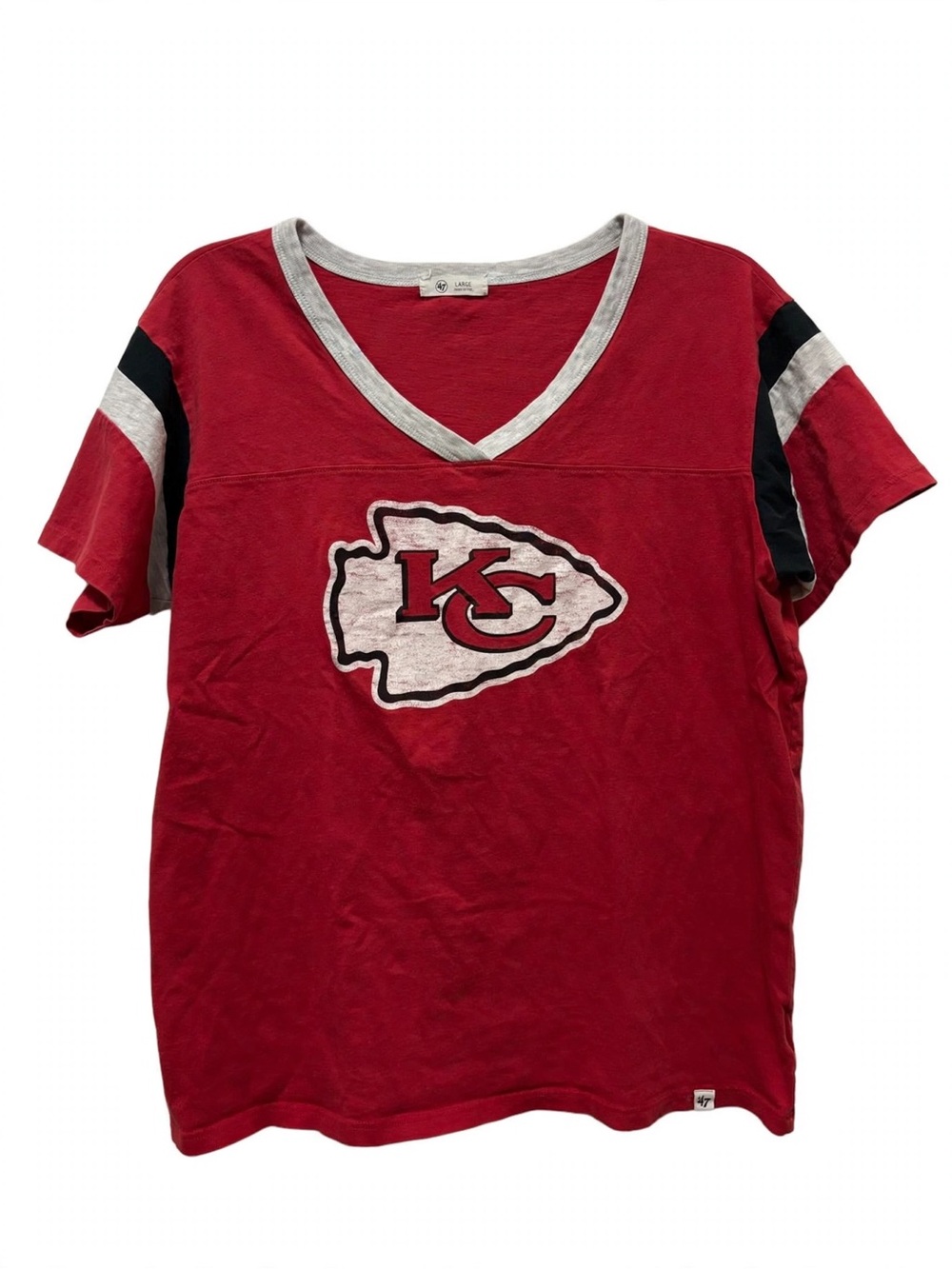 '47 Kansas City Chiefs Shirt Womens L Red KC Arrowhead V-Neck